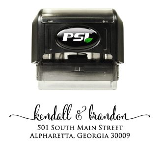 Self inking return address stamp with calligraphy font CTP2770