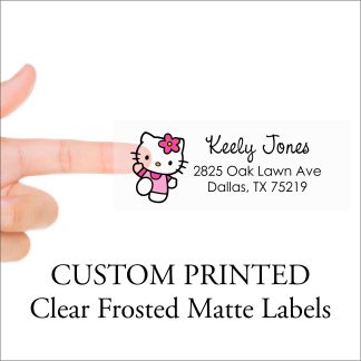 Hello Kitty Clear Return Address Labels Frosted Matte