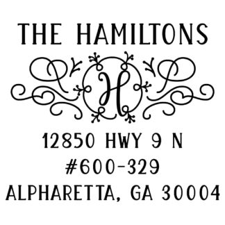 Address Stamp Custom Self Inking Return Address Stamper Pre Inked With Black Ink Unique Ornate Monogram Initial Desig B09sbyybs8