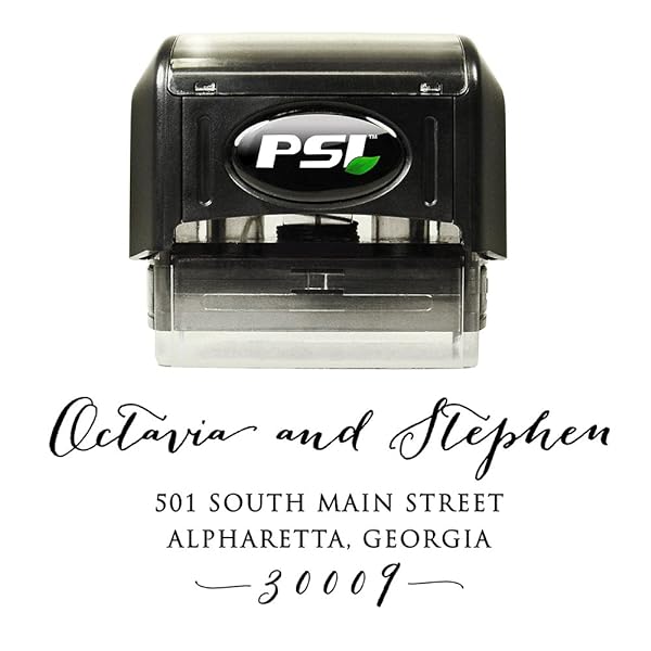 Calligraphy Script Return Address Stamp Self Inking Custom Wedding Rubber Stamp Personalized Black Ink B06xz8pxgn