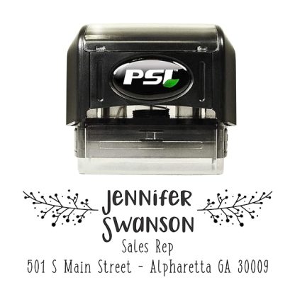 Custom Address Stamp Self Inking Decorative Branch Design Return Address Stamp Black Ink B07nsbhh1n