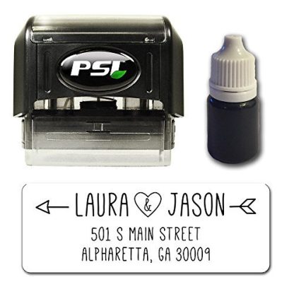 Love Arrow Personalized Self Inking Return Address Stamp Bundle With Refill Ink And 100 Matching Address Label Stickers B01mfgo853