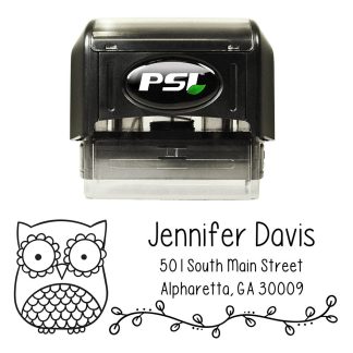 Owl Personalized Self Inking Return Address Stamp Great Wedding Housewarming Teacher Or Business Gift B01biqtxzc