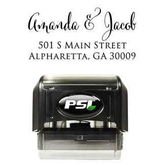 Self Inking Return Address Stamp Pre Inked With Black Ink Personalized Custom Rubber Stamper With Calligraphy Font F B07p85b88l