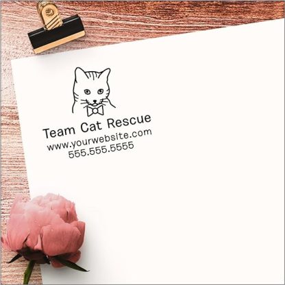 Cat Address Stamp Custom Personalized Self Inking Return Address Rubber Stamper Black Ink Kitty Kitten With Bow Tie B072lvvz65 4